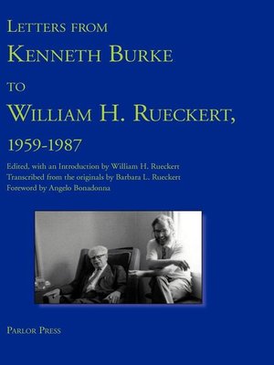 cover image of Letters from Kenneth Burke to William H. Rueckert, 1959-1987